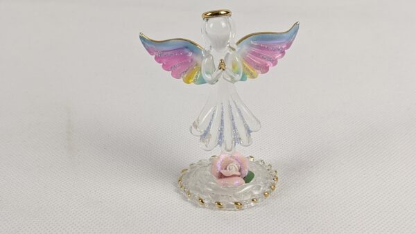 Gold Halo Glass Angel With Colorful Wings