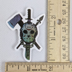 Friday The 13th Mask With Weapons Vinyl Sticker