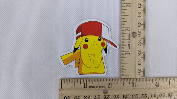 Pikachu With Ash's Hat Vinyl Sticker